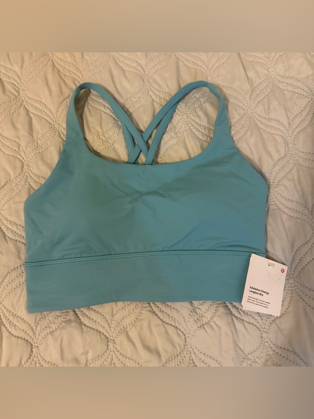 Lululemon Energy Longline Bra Size 6 Washed Blue NWT Strappy Back